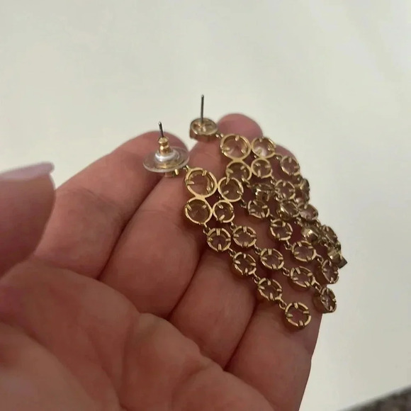 Kate Spade Gold Tone Clear Circle Chandelier Earrings - Picture 4 of 5